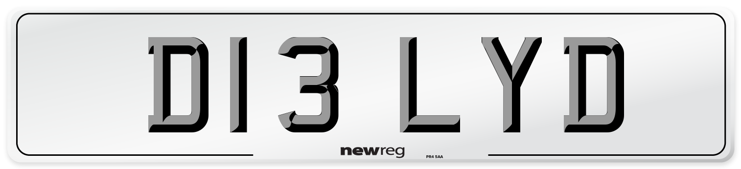D13 LYD Number Plate from New Reg